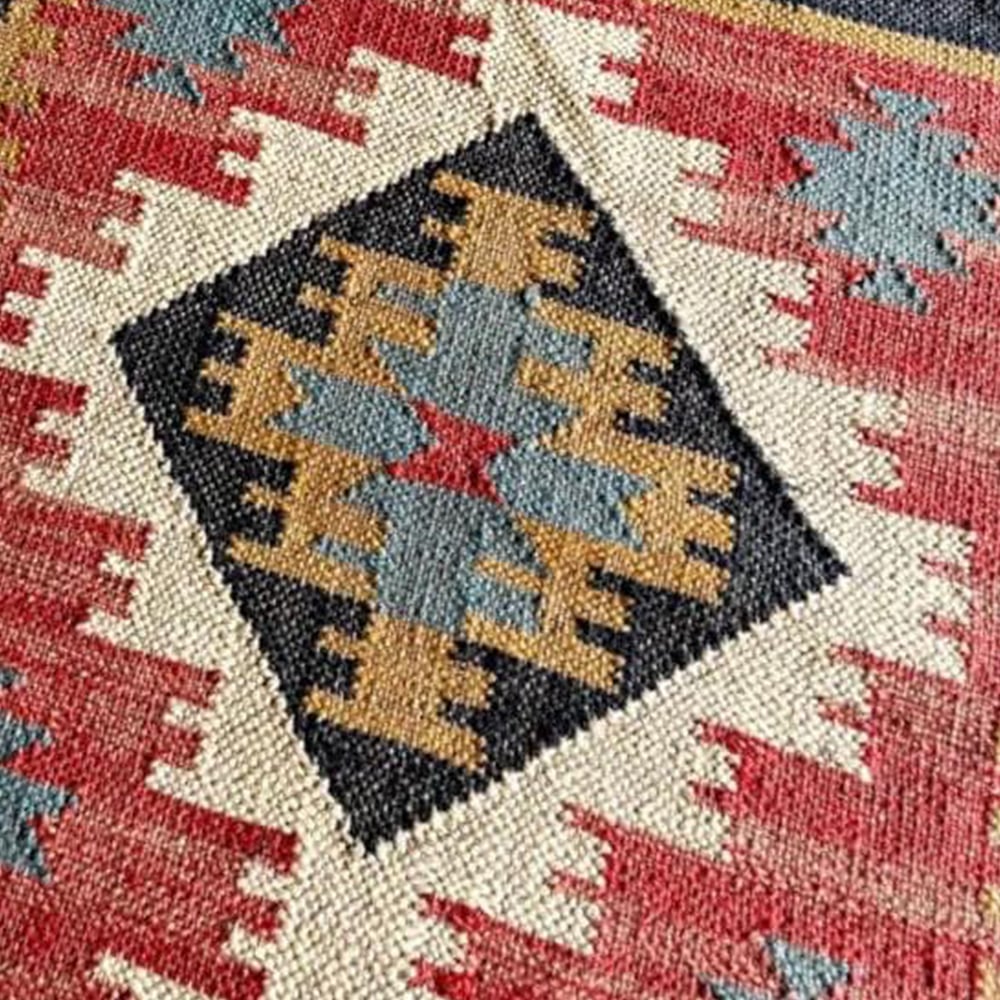 Vintage Handcrafted Multicolor Jute Dhurrie For Home